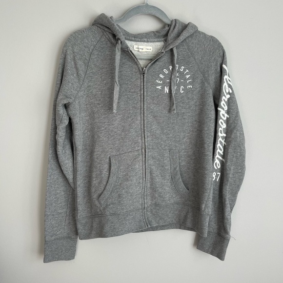 Aeropostale Grey Zip Up Sweatshirt - Picture 2 of 4